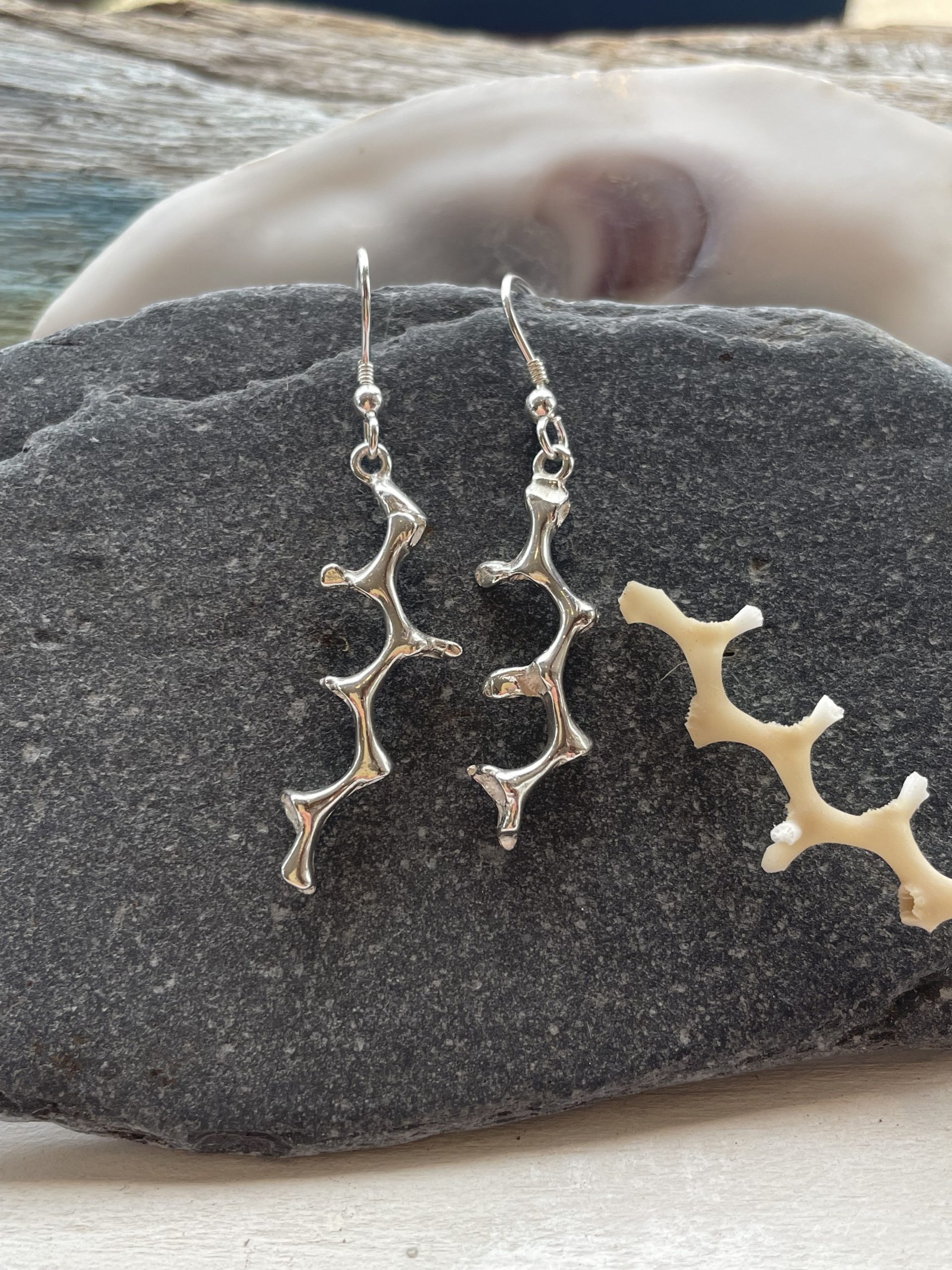 sterling silver coral earrings