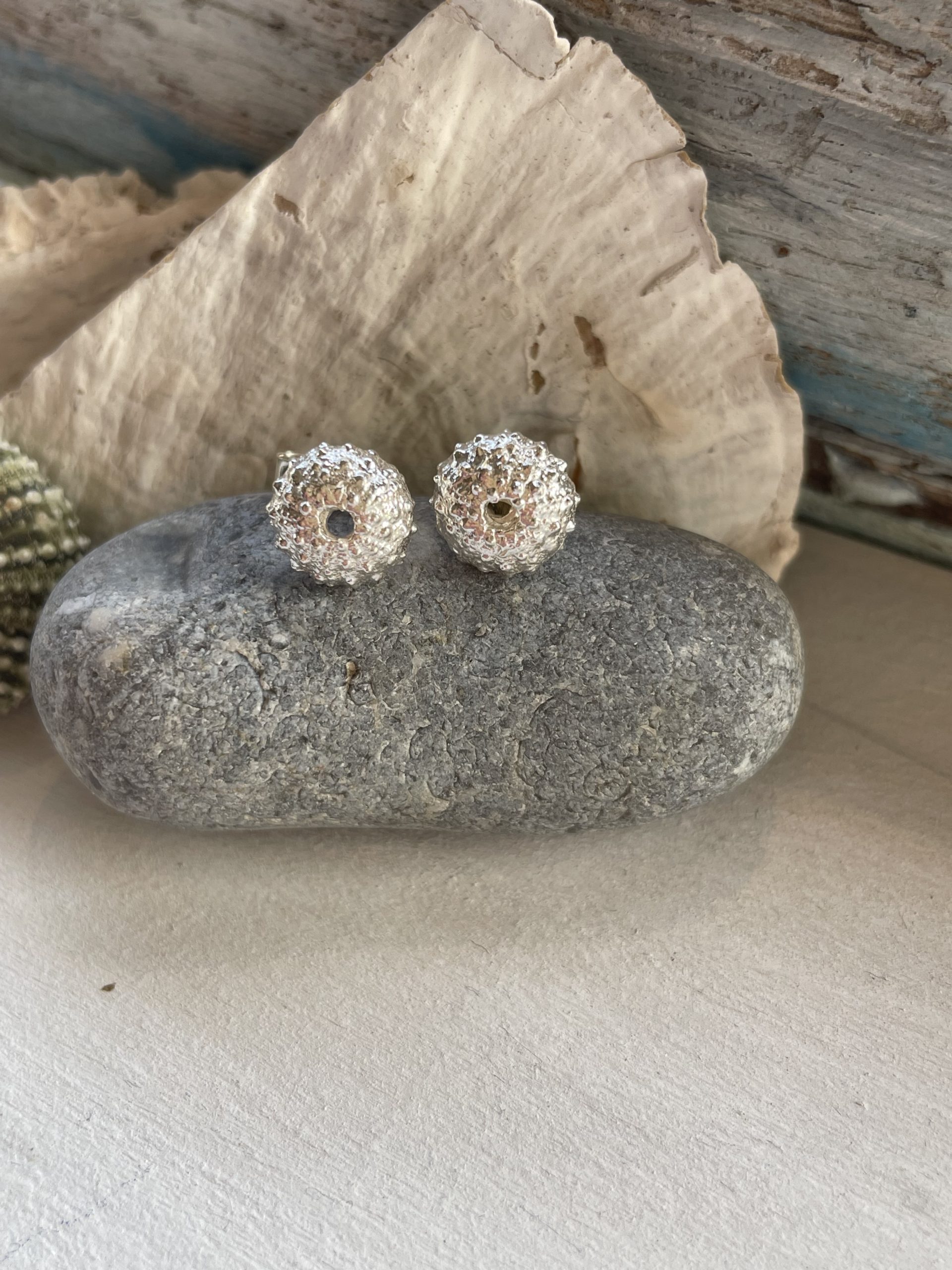 mini urchin sterling silver studs