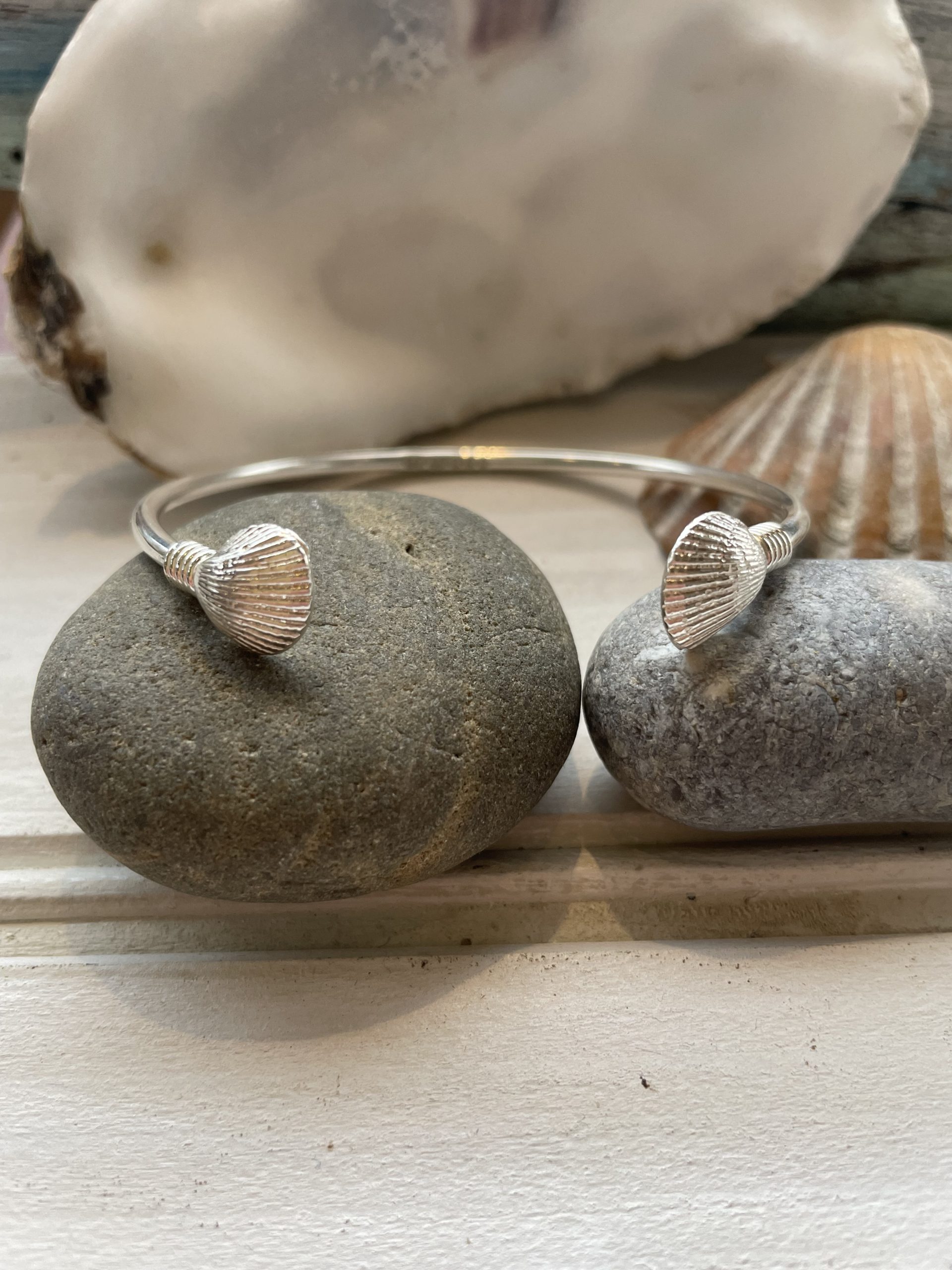 sterling silver clam bangle