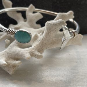 Whale Bangle with Peruvian Amazonite