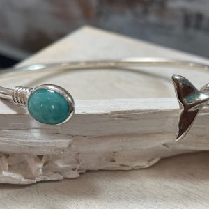 Whale Bangle with Peruvian Amazonite