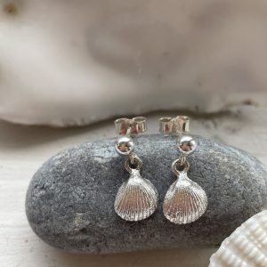 Clam Stud Drop Earrings
