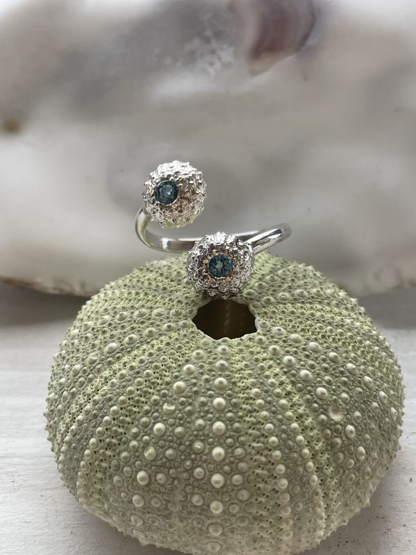 urchin mini ring with London Blue Topaz